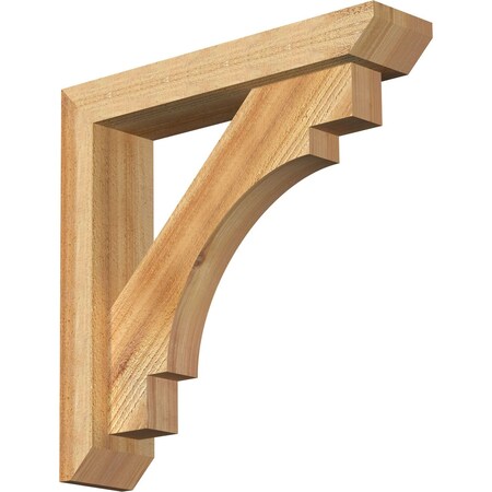 Ekena Millwork Merced Slat Rough Sawn Bracket w/ Offset Brace, Western Red Cedar, 4"W x 18"D x 18"H BKT0402X18X18MRC06RWR